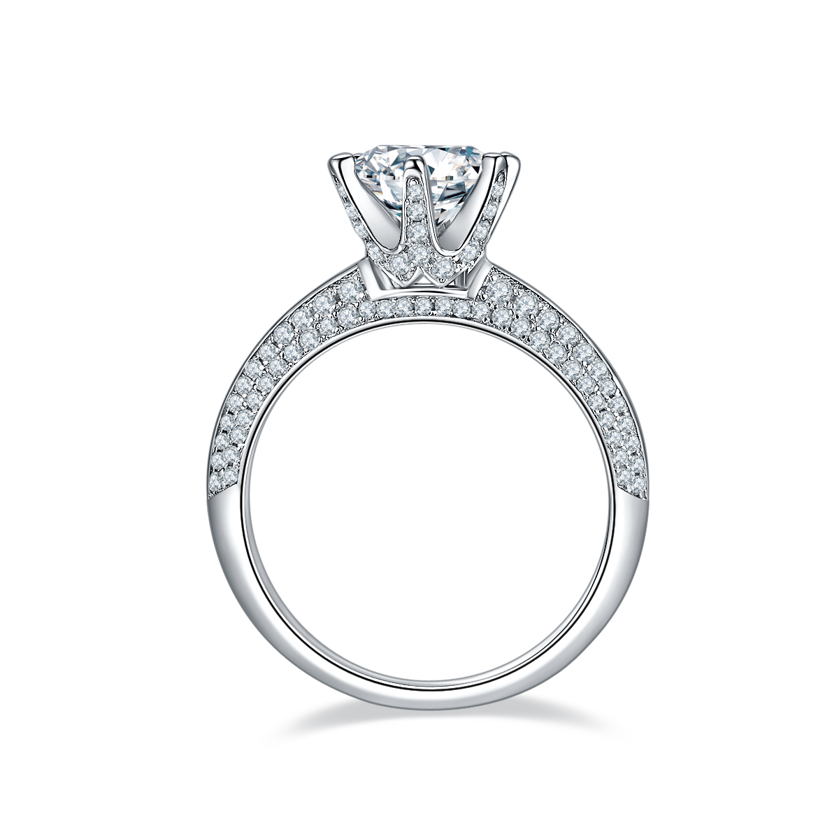 Half of the Country S925 Silver Plated Platinum Moissanite Diamond Women's Ring 1.5 Carat D-Class